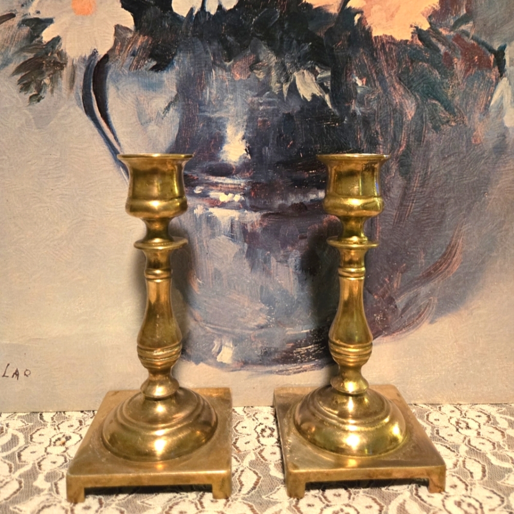 Elegant Solid Brass Candle Holder Set.